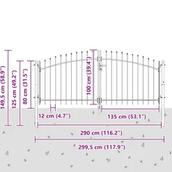 vidaXL Dubbele Poort WOERDEN 299,5 x 149,5 cm Staal Vergrendelbaar