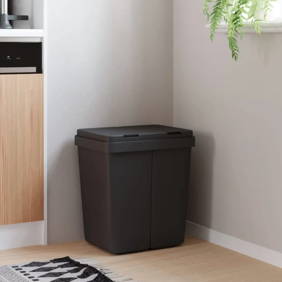vidaXL Dubbele vuilnisbak 2x25 L antracietkleurig