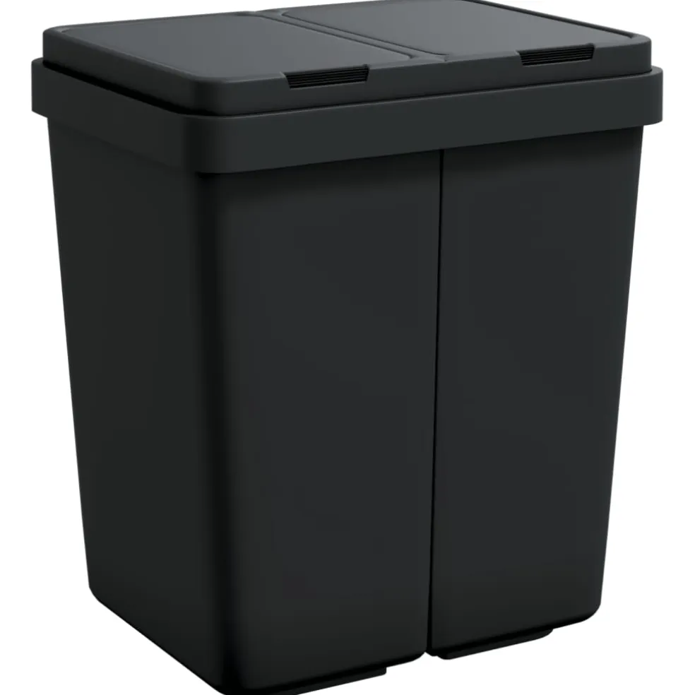 vidaXL Dubbele vuilnisbak 2x25 L antracietkleurig