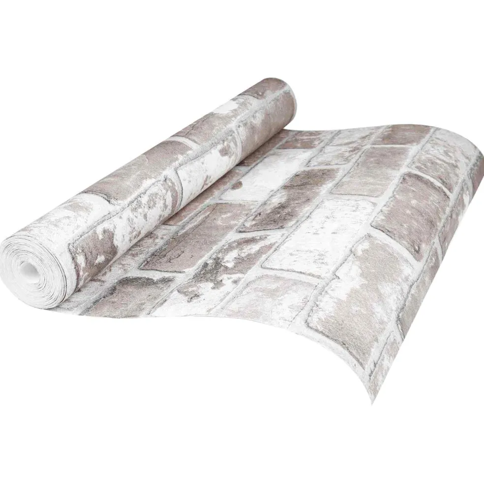 vidaXL 3D Vast Behang Gestreept Baksteen 10 x 0,53 m Non-Woven Stof