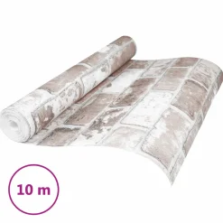 vidaXL 3D Vast Behang Gestreept Baksteen 10 x 0,53 m Non-Woven Stof