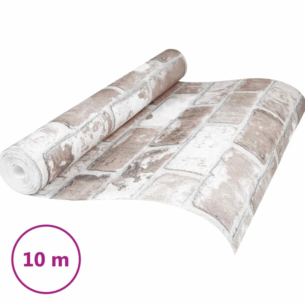 vidaXL 3D Vast Behang Gestreept Baksteen 10 x 0,53 m Non-Woven Stof