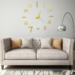 vidaXL 3D-wandklok 100 cm XXL modern goudkleurig