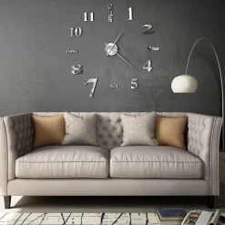 vidaXL 3D-wandklok 100 cm XXL modern zilverkleurig