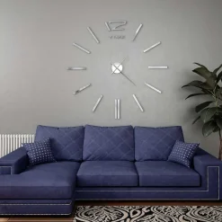 vidaXL 3D-wandklok 100 cm XXL modern zilverkleurig