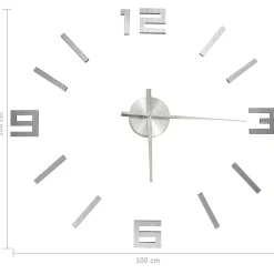 vidaXL 3D-wandklok modern XXL 100 cm zilverkleurig
