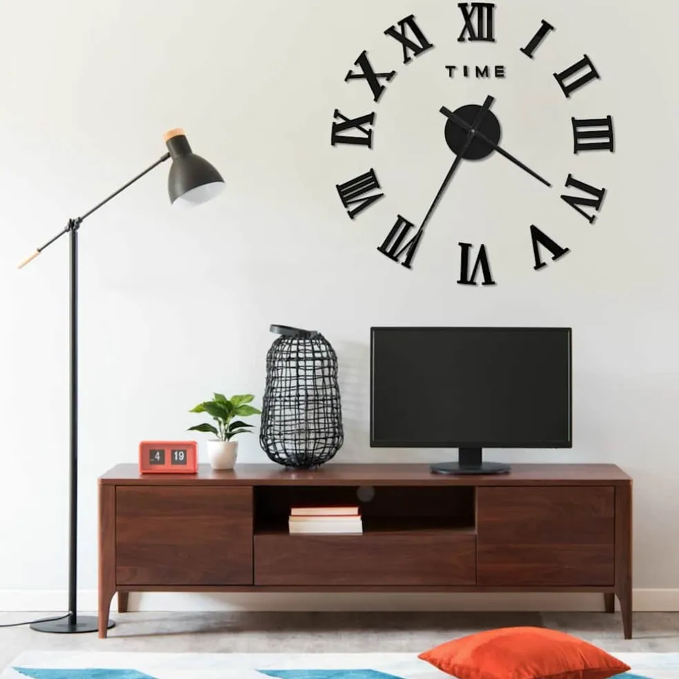vidaXL 3D-wandklok modern XXL 100 cm zwart
