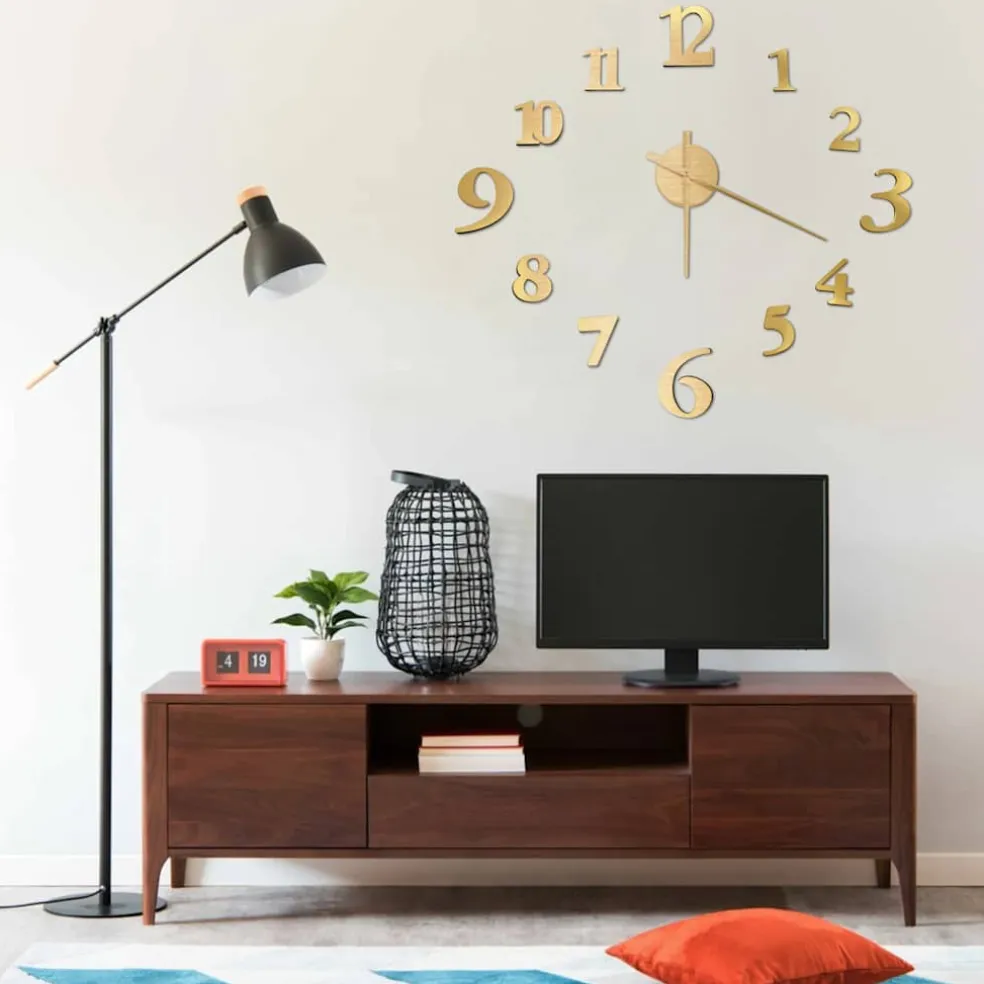 vidaXL 3D-wandklok modern XXL 100 cm goudkleurig