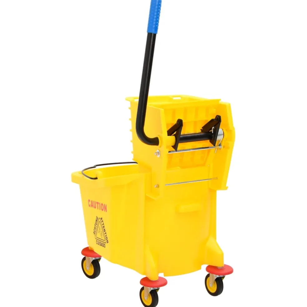vidaXL Dweilemmer met wringer en wielen 36 L polypropeen geel