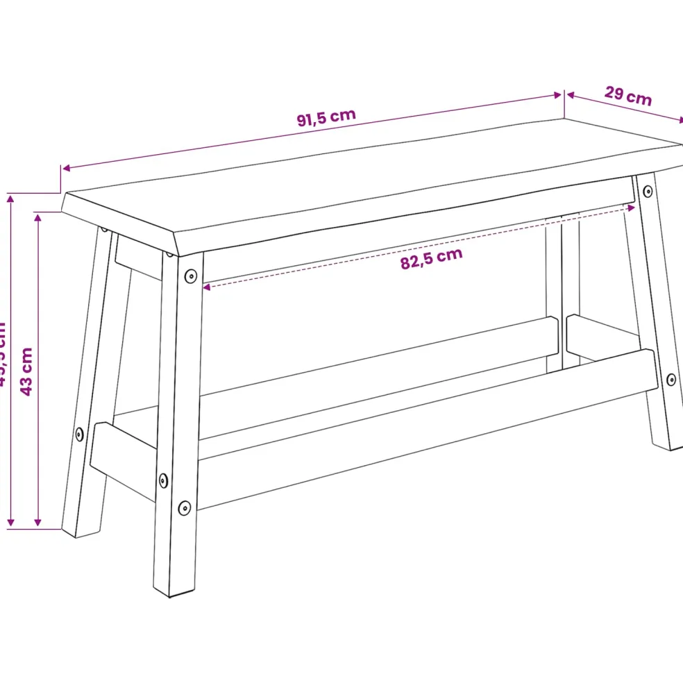 VidaXL Eetbank EKAI Wit 91,5 x 29 x 45,5 cm Massief grenenhout