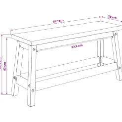 VidaXL Eetbank EKAI Zwart 91,5 x 29 x 45,5 cm Massief grenenhout