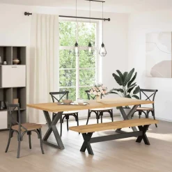 vidaXL Eetbank NOAIN X-vormige poten 180x40x45 cm massief hout