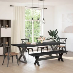 vidaXL Eetbank NOAIN 180 x 41 x 45 cm Massief grenenhout Zwart