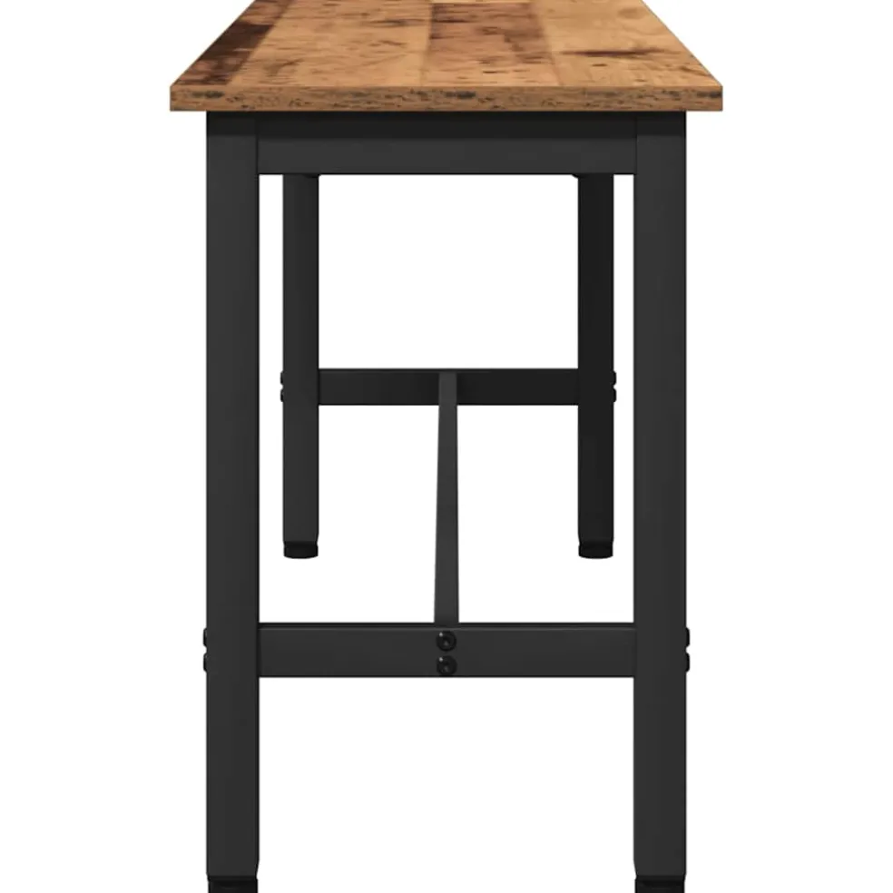 vidaXL Eetbank Oudhout 100 x 32,5 x 48,5 cm Engineered hout en staal