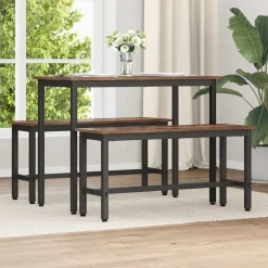 vidaXL Eetbank 100 x 32,5 x 48,5 cm Engineered hout en staal