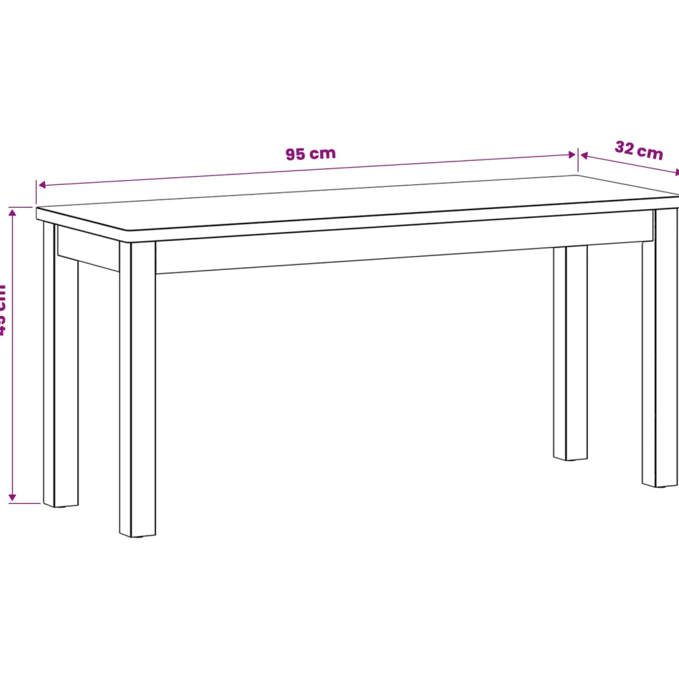 vidaXL Eetbank 95 x 32 x 45 cm Massief Eikenhout Naturel