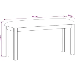 vidaXL Eetbank 95 x 32 x 45 cm Massief Eikenhout Zwart