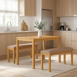 vidaXL Eetbank 95 x 32 x 45 cm Massief Eikenhout Grijs