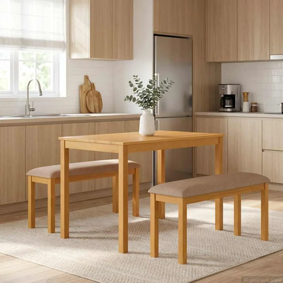vidaXL Eetbank 95 x 32 x 45 cm Massief Eikenhout Grijs