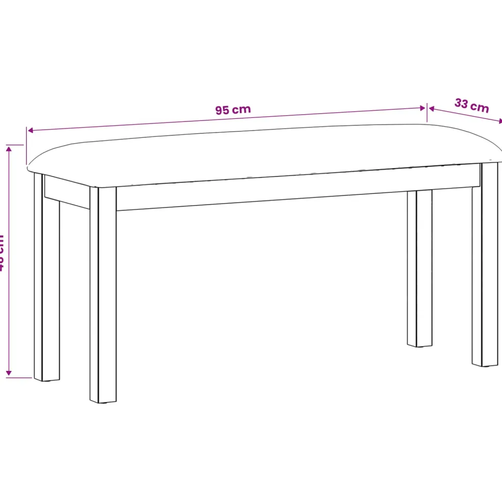vidaXL Eetbank 95 x 32 x 45 cm Massief Eikenhout Grijs