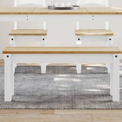 vidaXL Eetkamerbank Panama 105x30x45 cm massief grenenhout wit
