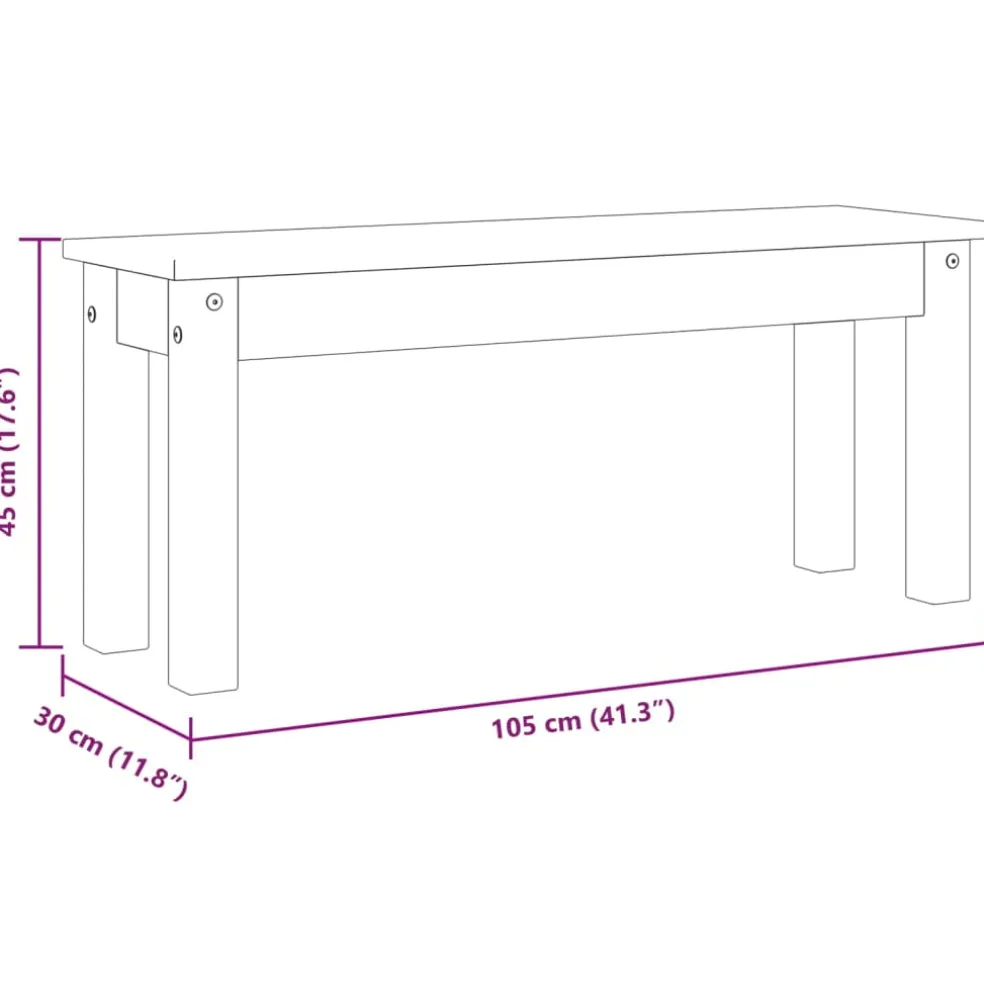 vidaXL Eetkamerbank Panama 105x30x45 cm massief grenenhout