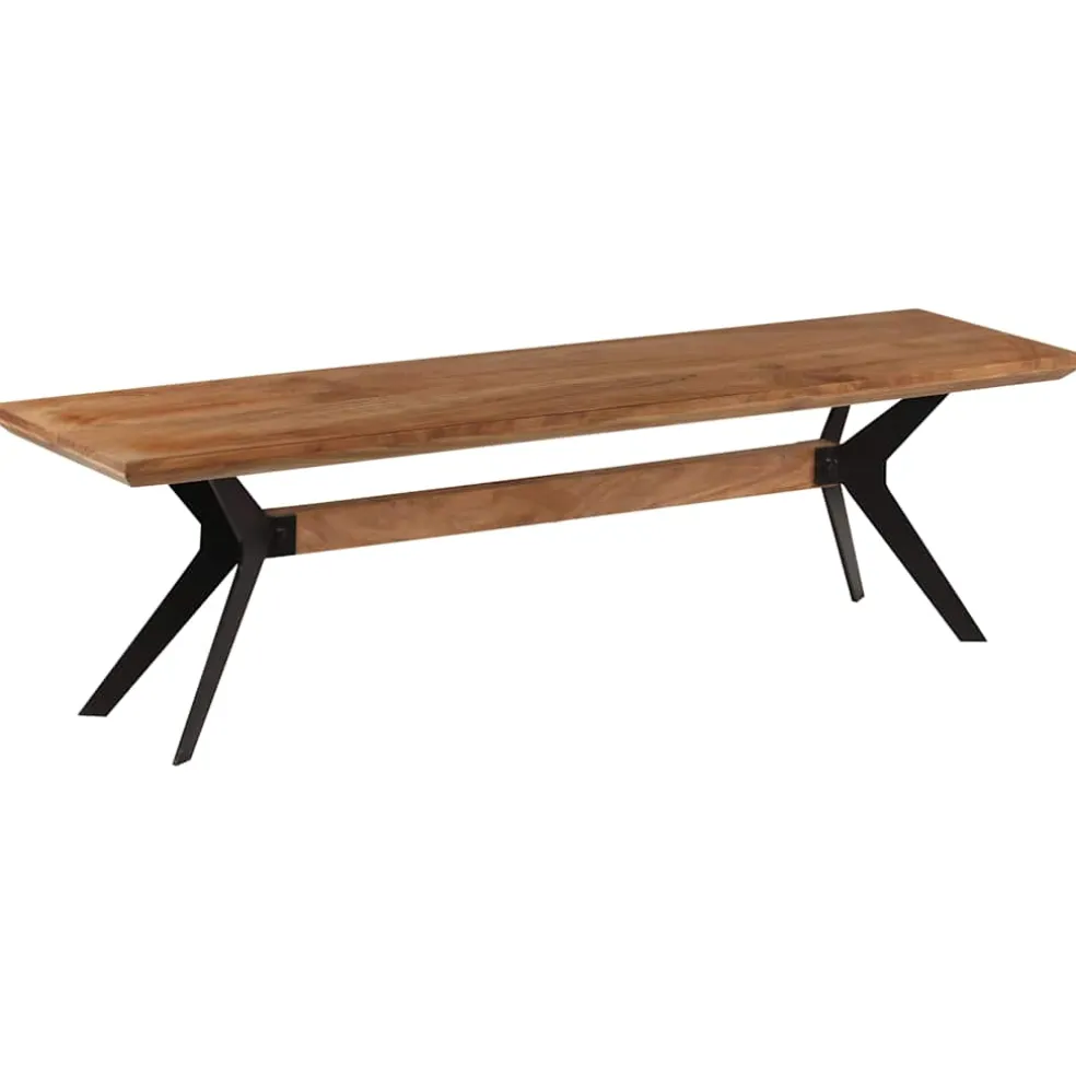 vidaXL Eetkamerbank 160x40x45 cm massief acaciahout en staal