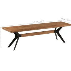 vidaXL Eetkamerbank 160x40x45 cm massief acaciahout en staal