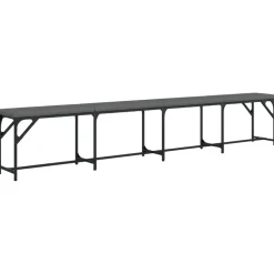 vidaXL Eetkamerbank 248x32x45 cm staal en stof donkergrijs