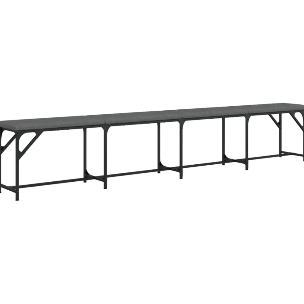 vidaXL Eetkamerbank 248x32x45 cm staal en stof donkergrijs