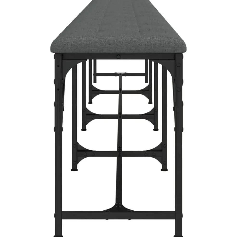 vidaXL Eetkamerbank 248x32x45 cm staal en stof donkergrijs