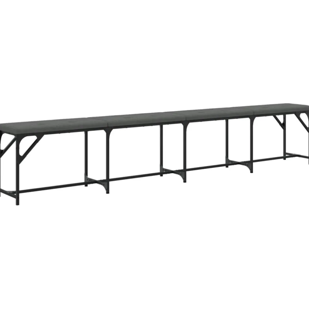vidaXL Eetkamerbank 248x32x45 cm staal en stof donkergrijs