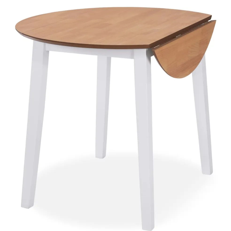 vidaXL Eetkamerset MDF en rubberwood wit 3-delig