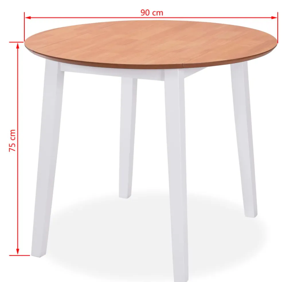 vidaXL Eetkamerset MDF en rubberwood wit 3-delig
