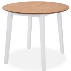 vidaXL Eetkamerset MDF en rubberwood wit 3-delig