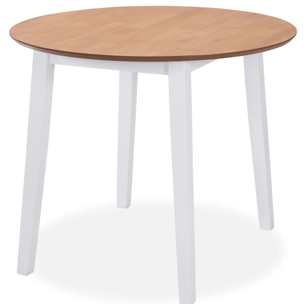 vidaXL Eetkamerset MDF en rubberwood wit 3-delig