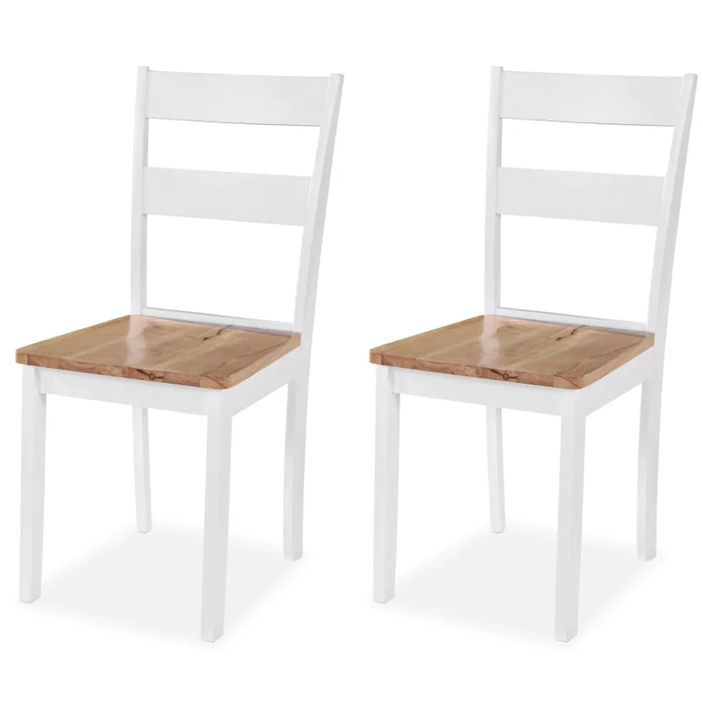 vidaXL Eetkamerset MDF en rubberwood wit 3-delig