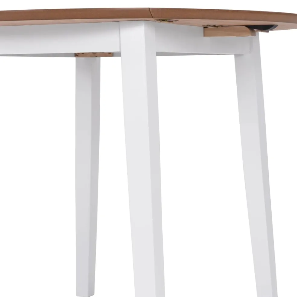 vidaXL Eetkamerset MDF en rubberwood wit 3-delig