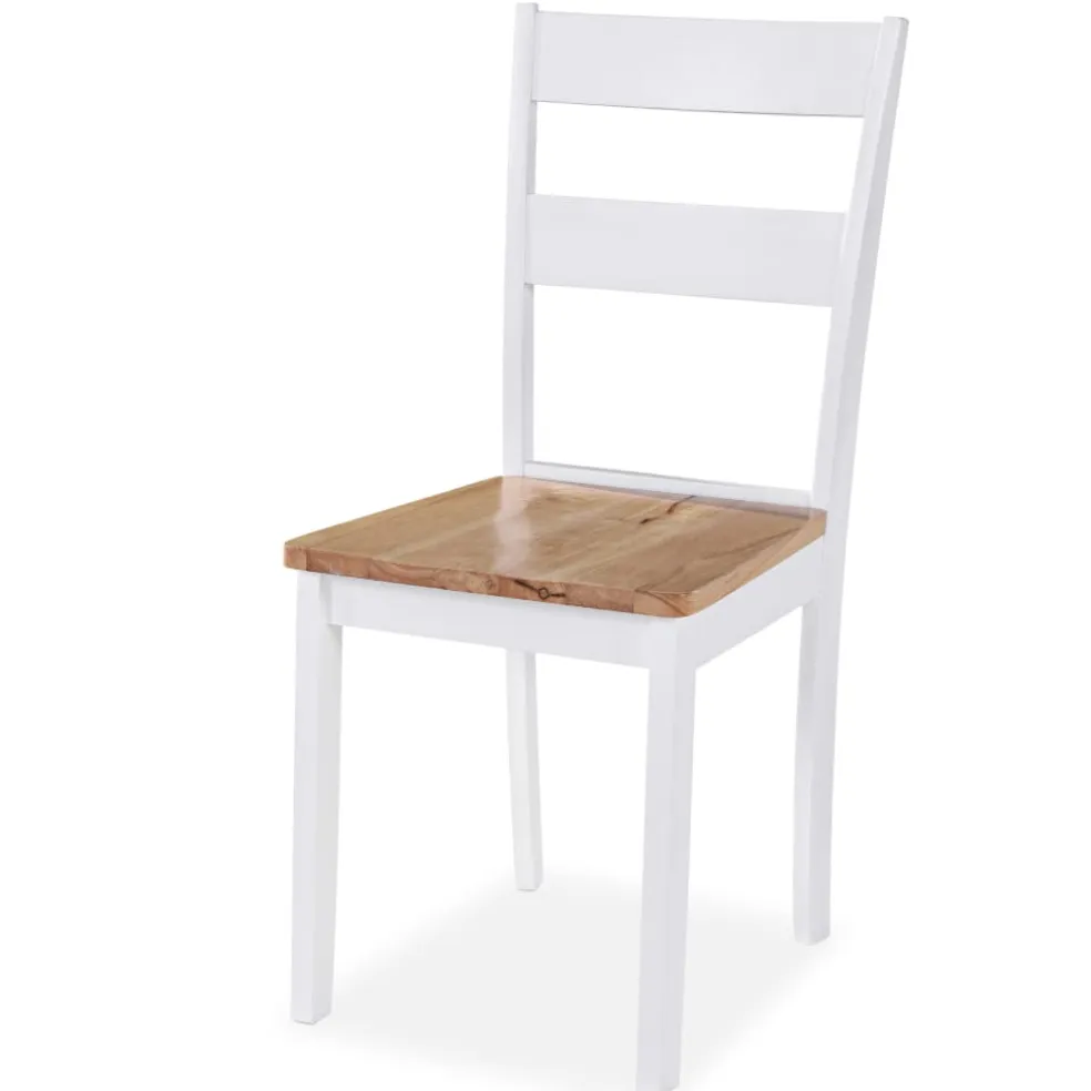 vidaXL Eetkamerset MDF en rubberwood wit 3-delig