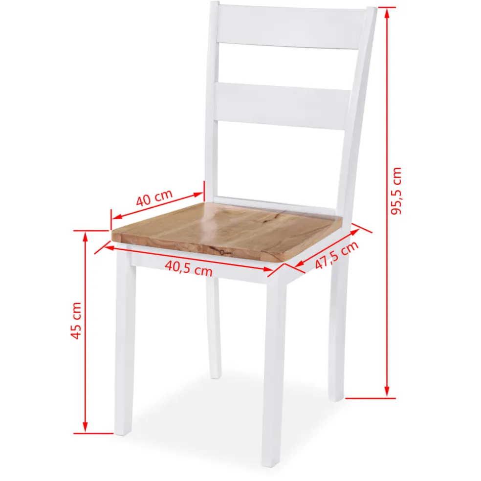 vidaXL Eetkamerset MDF en rubberwood wit 3-delig