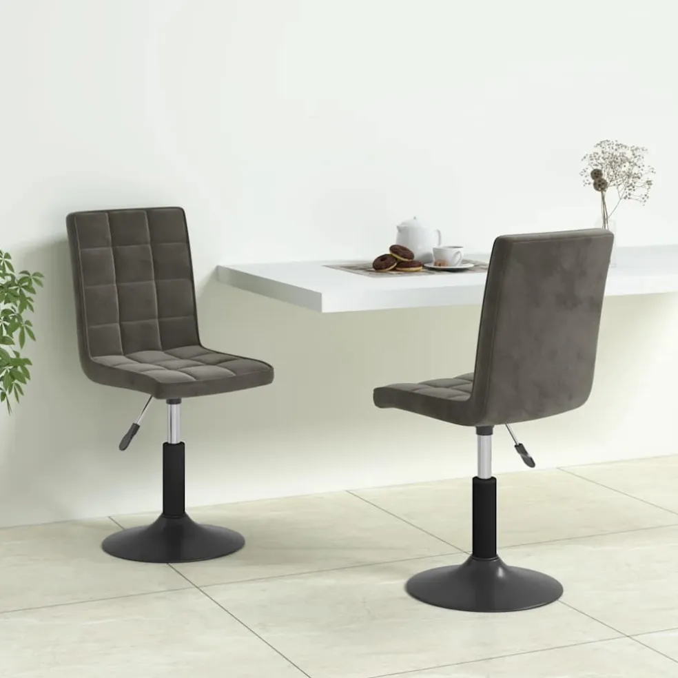 vidaXL Eetkamerstoelen draaibaar 2 st fluweel donkergrijs