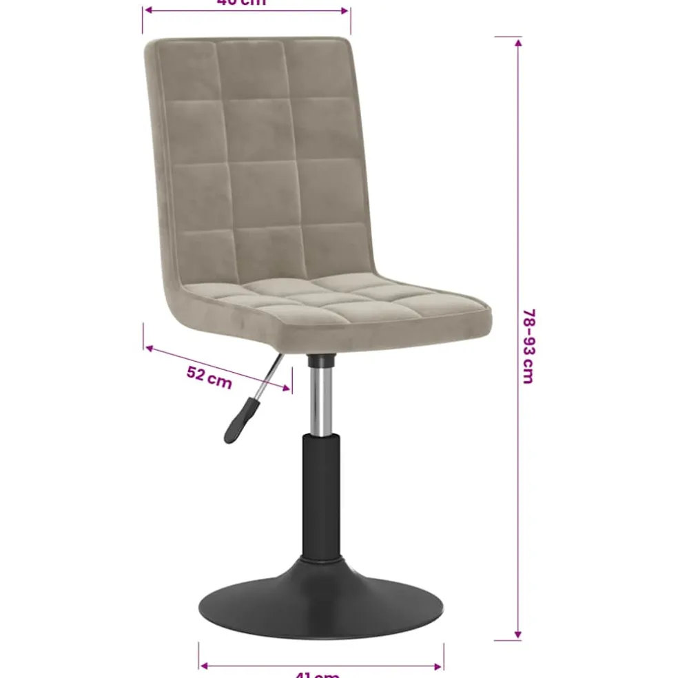 vidaXL Eetkamerstoelen draaibaar 2 st fluweel lichtgrijs