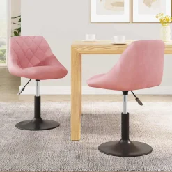 vidaXL Eetkamerstoelen draaibaar 2 st fluweel roze