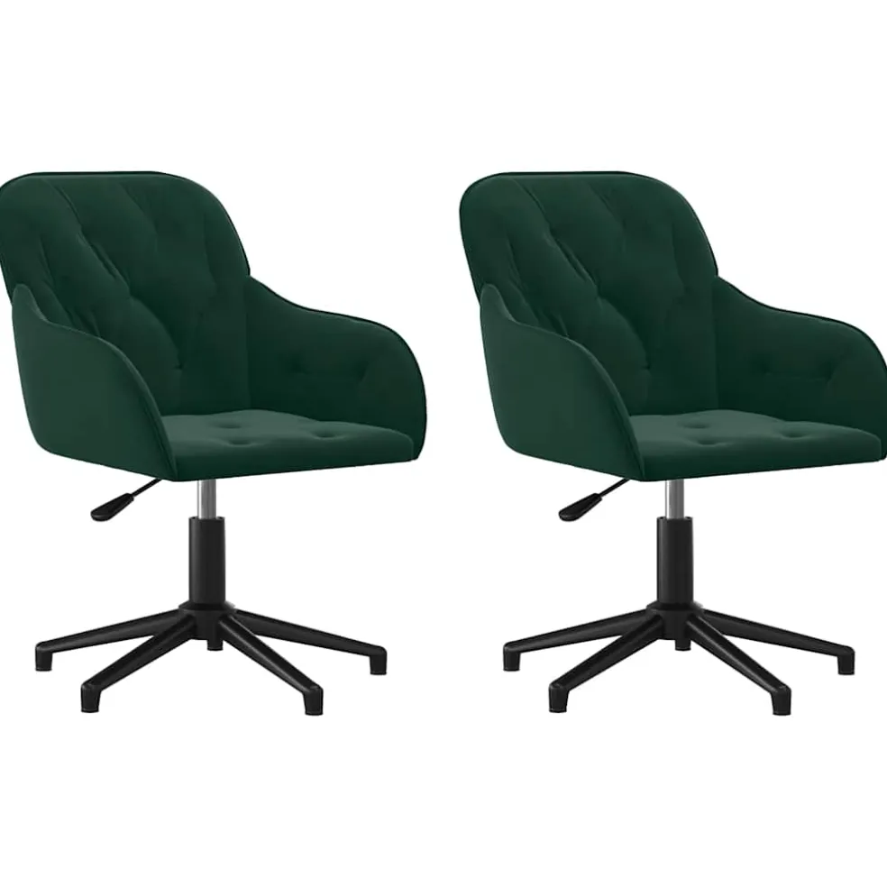 vidaXL Eetkamerstoelen draaibaar 2 st fluweel donkergroen