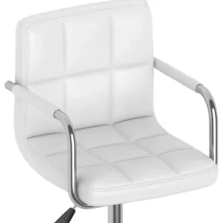 vidaXL Eetkamerstoelen draaibaar 2 st kunstleer wit