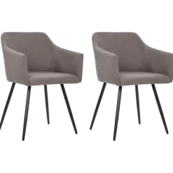 vidaXL Eetkamerstoelen draaibaar 2 st stof taupe