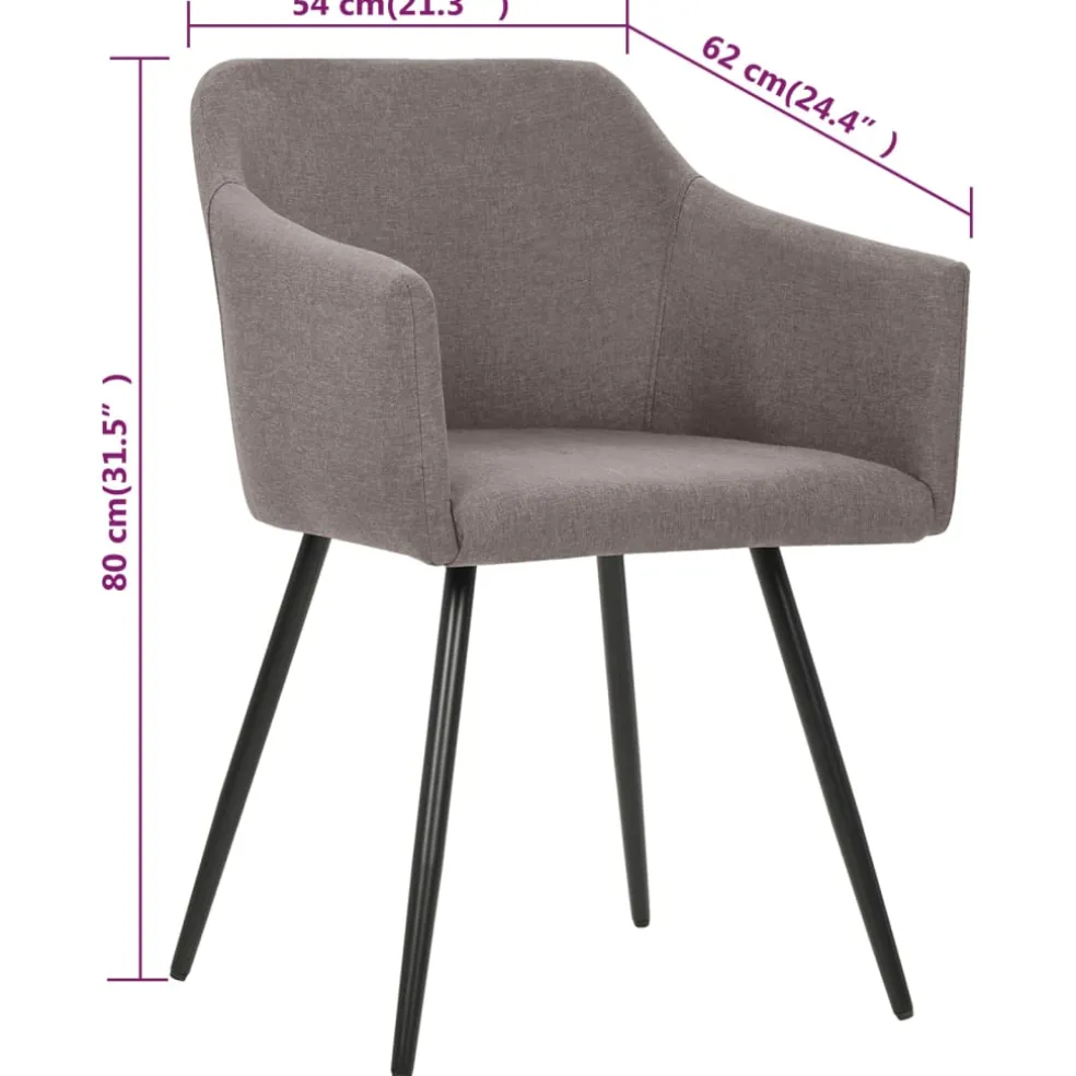 vidaXL Eetkamerstoelen draaibaar 2 st stof taupe