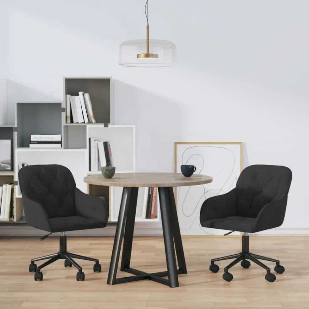 vidaXL Eetkamerstoelen draaibaar 2 st fluweel zwart