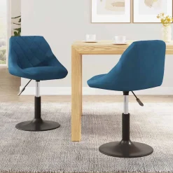 vidaXL Eetkamerstoelen draaibaar 2 st fluweel blauw