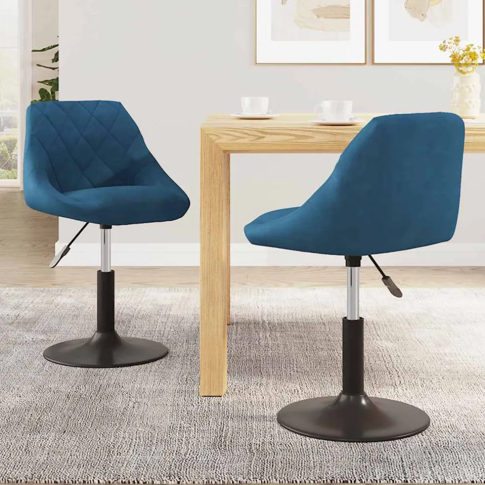 vidaXL Eetkamerstoelen draaibaar 2 st fluweel blauw